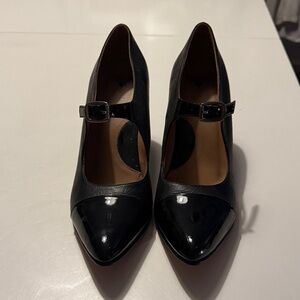 John Fluevog Malala Black Patent Leather Heels